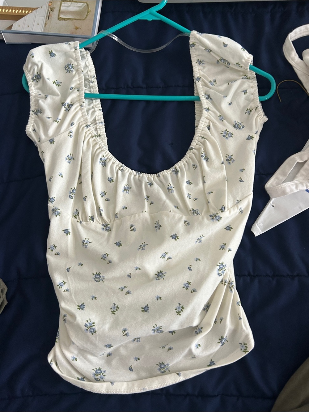 wild fable White Scoop-Neck Floral Camisole with Blue Accents
